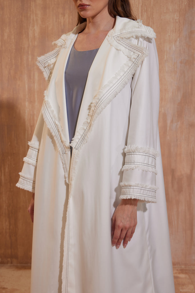 Off-White Fringes Collar Abaya