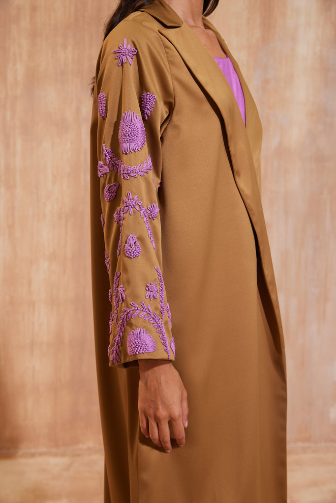 Brown Label Collar Abaya