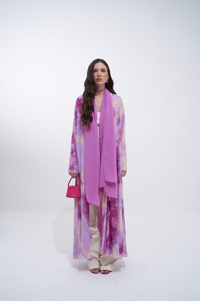 Pink Tie-Dye Abaya