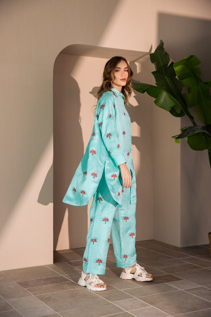 Embroidered Silk Co-ord Set