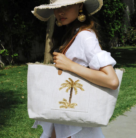 Gold Palm Travel Tote Bag