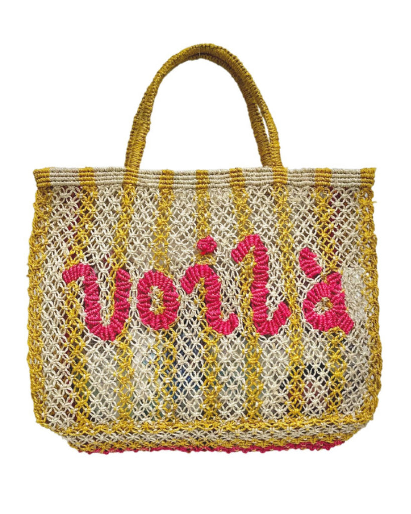 Voila Stripes Small Yellow Jute Bag