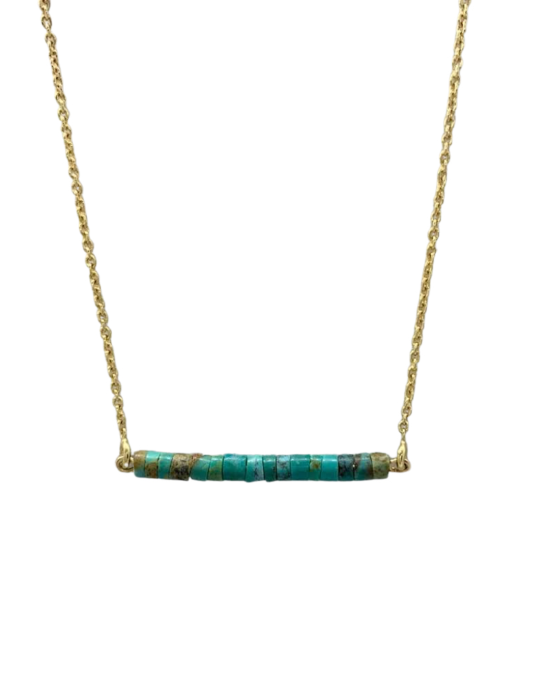 Green Turquoise Yellow Gold Necklace