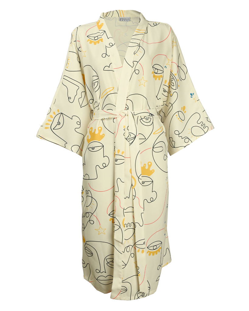 Midi White Kingdom Kimono