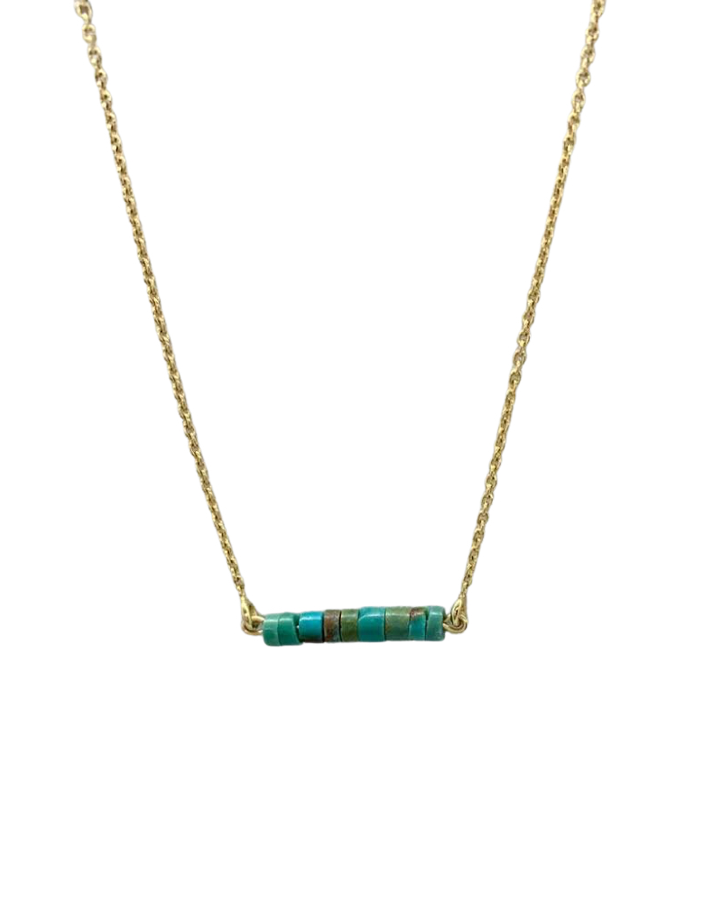 Green Turquoise Yellow Gold Necklace