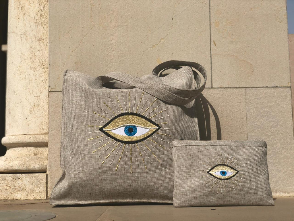 Beige Eye Tote Bag