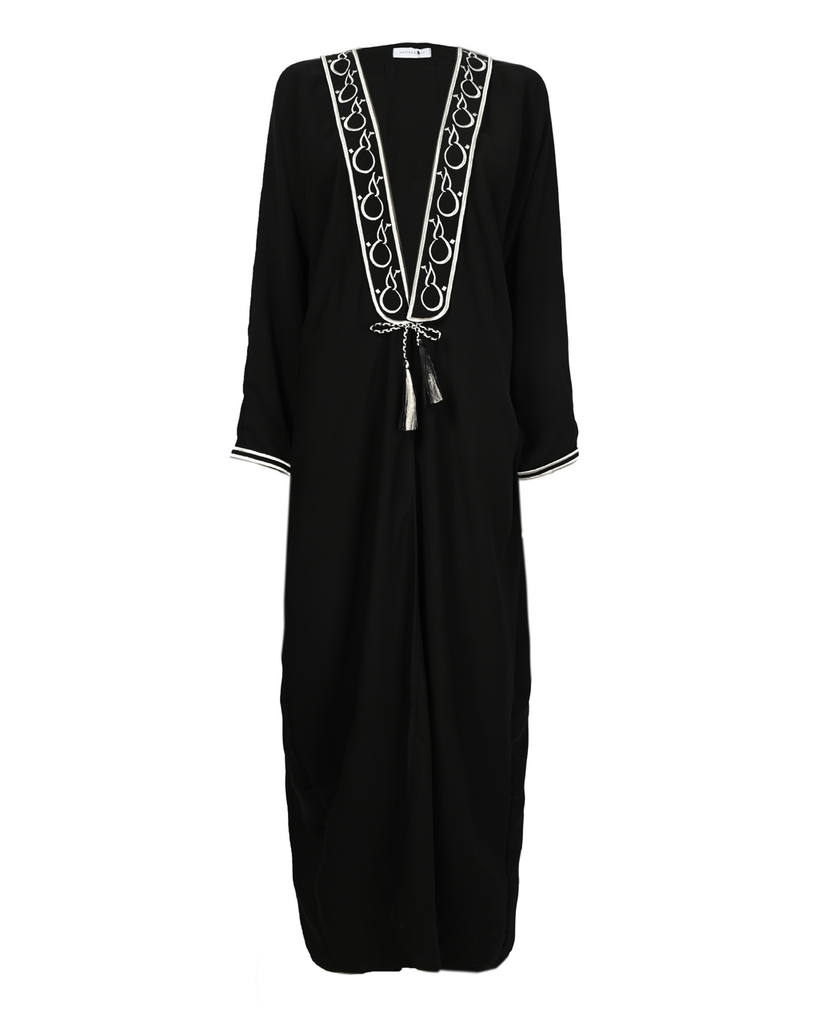 Silver Love Crepe Abaya