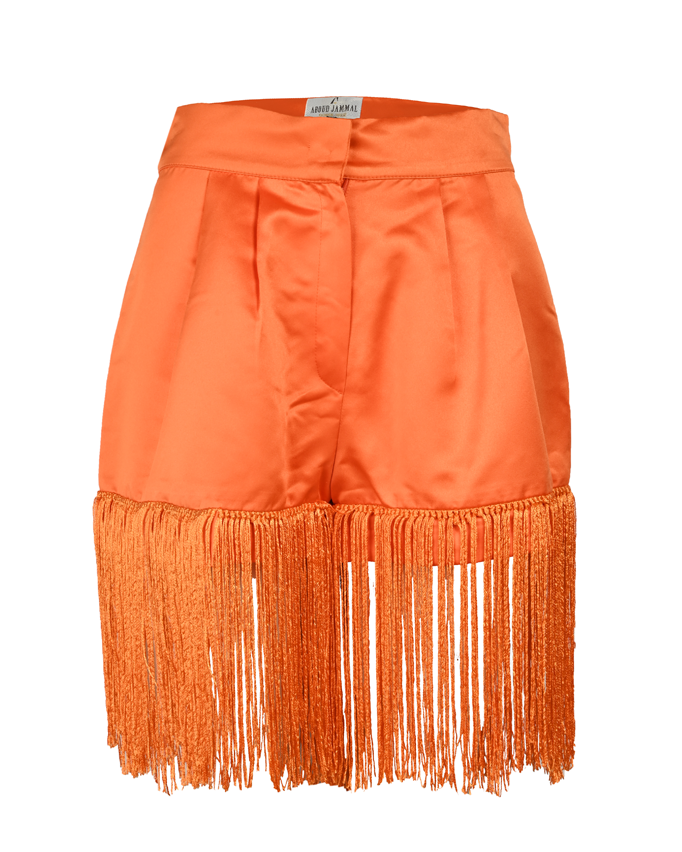 Orange Crepe Shorts