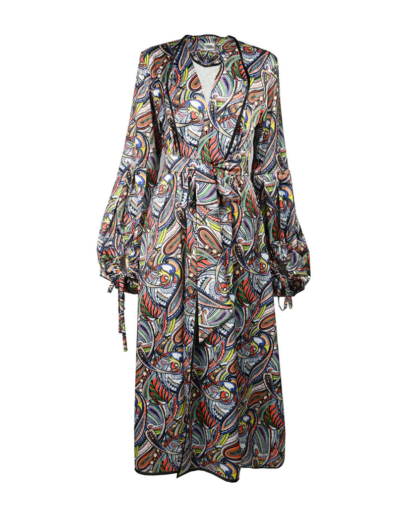 Coloured Paisley Long Kimono Cover-up