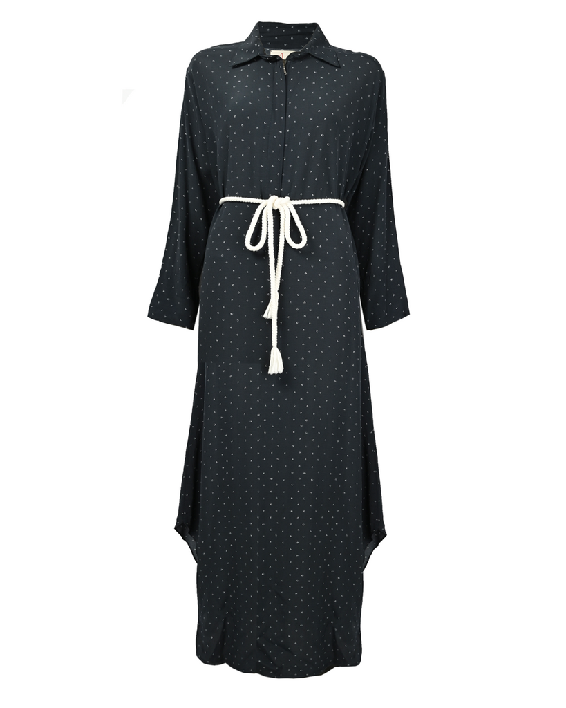 Amara Navy Blue Printed Dress