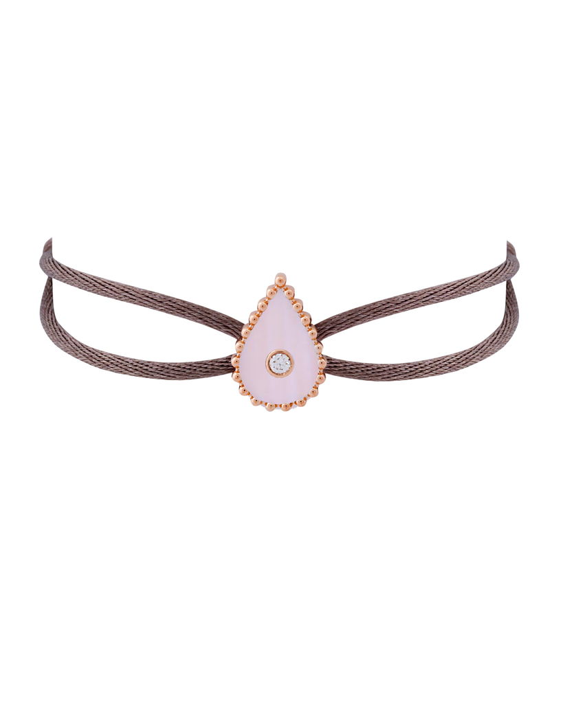Hayma Pink Rose Gold Brown Thread Bracelet