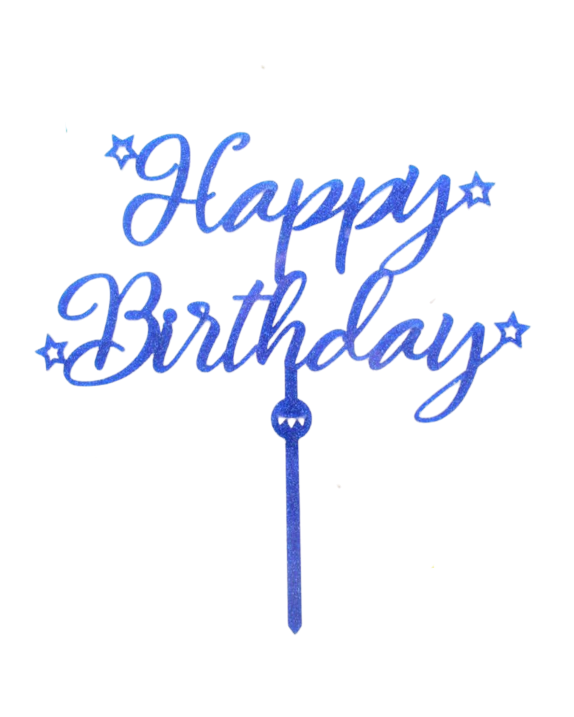 Happy Birthday Dark Blue Cake Topper