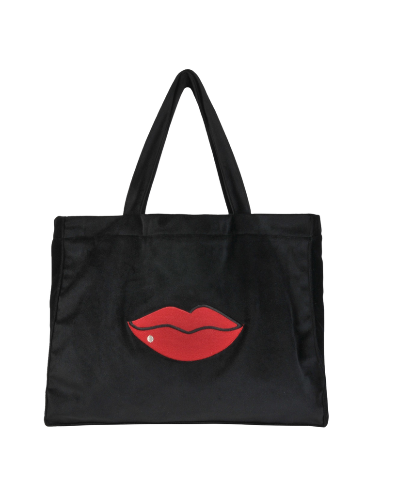Black Velvet Red Lips Tote Bag