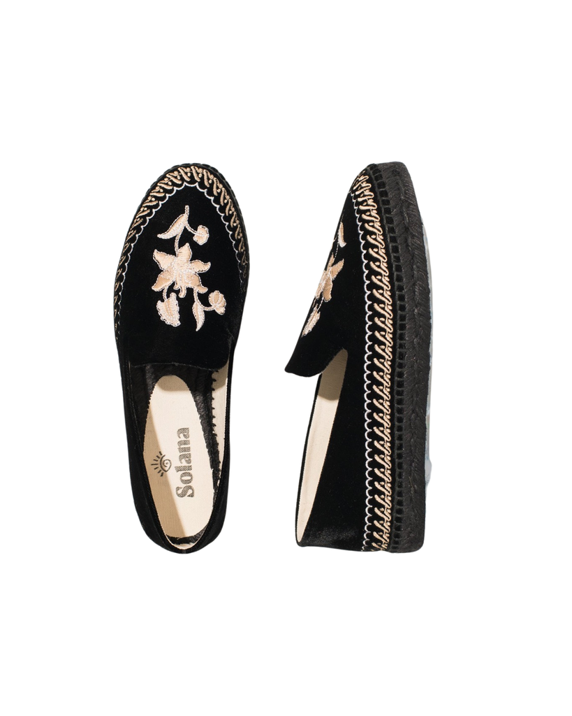 Black Velvet Sumatra Artisanal Espadrille Shoes