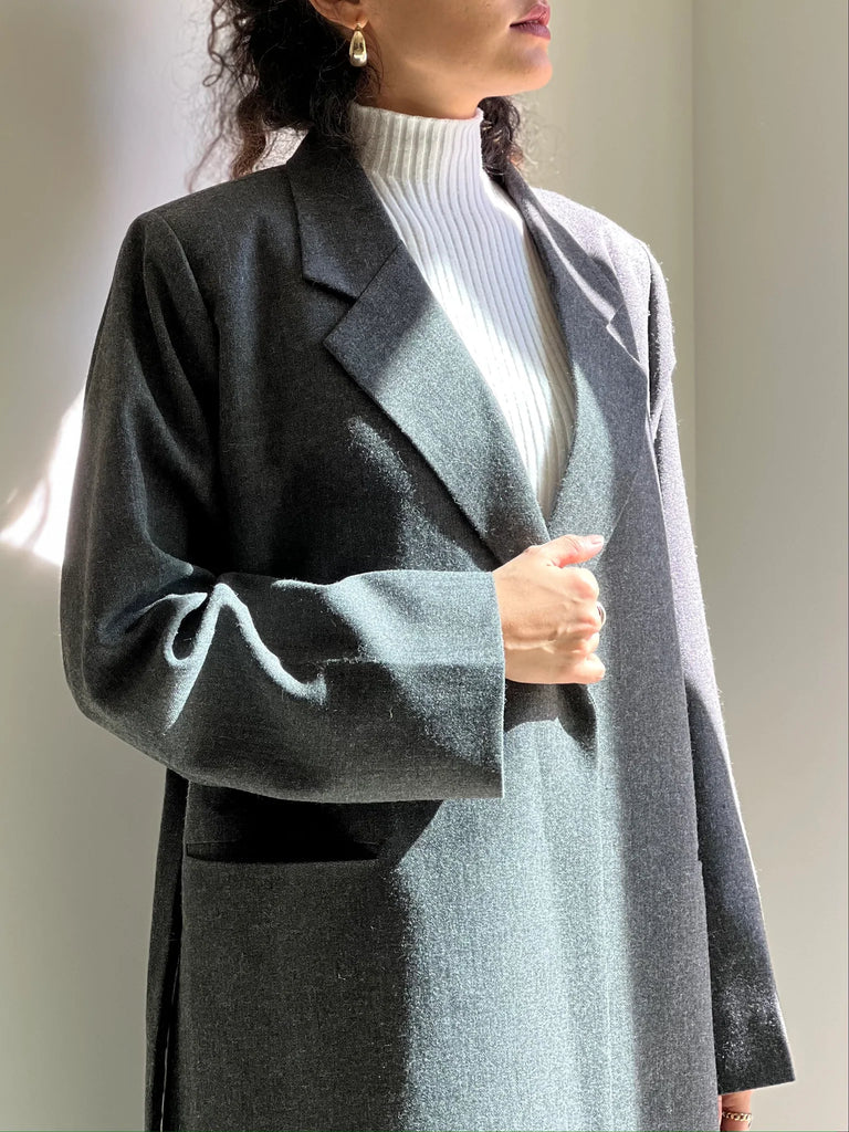 Grey Winter Coat Style Abaya