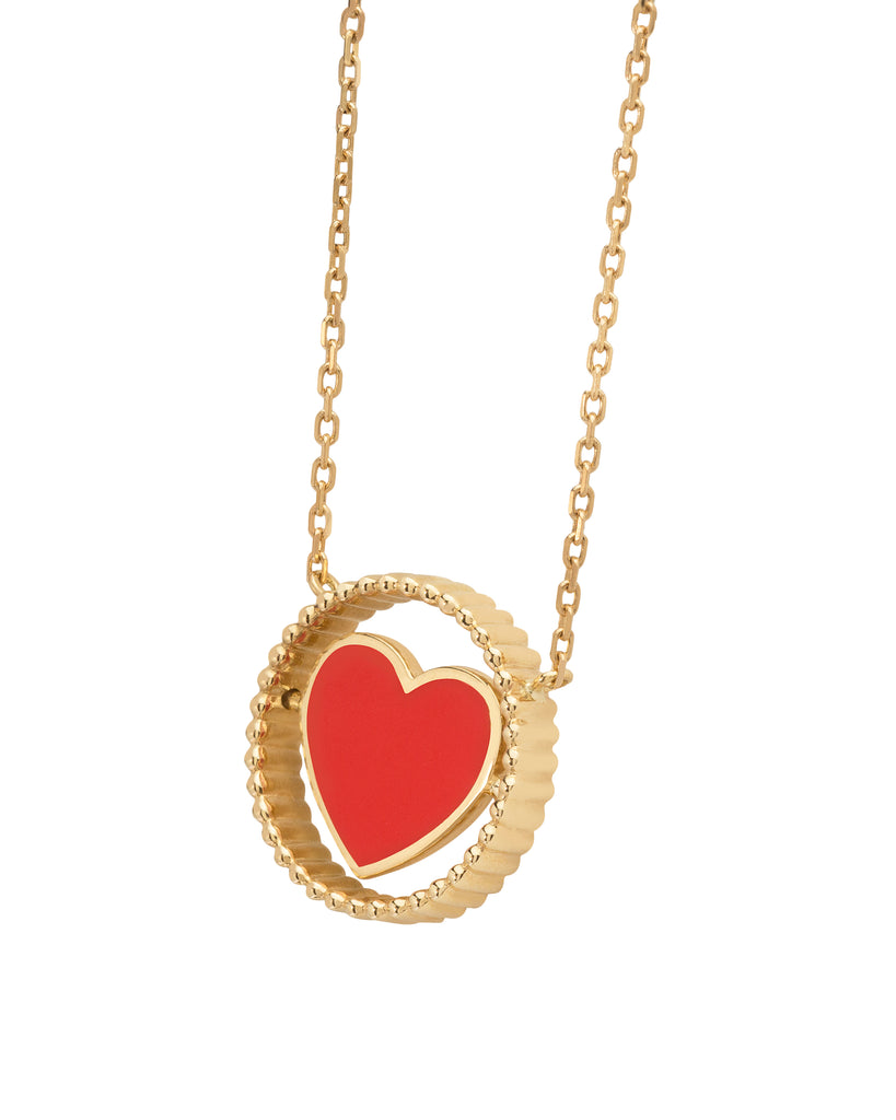 Red Heart Yellow Gold Necklace