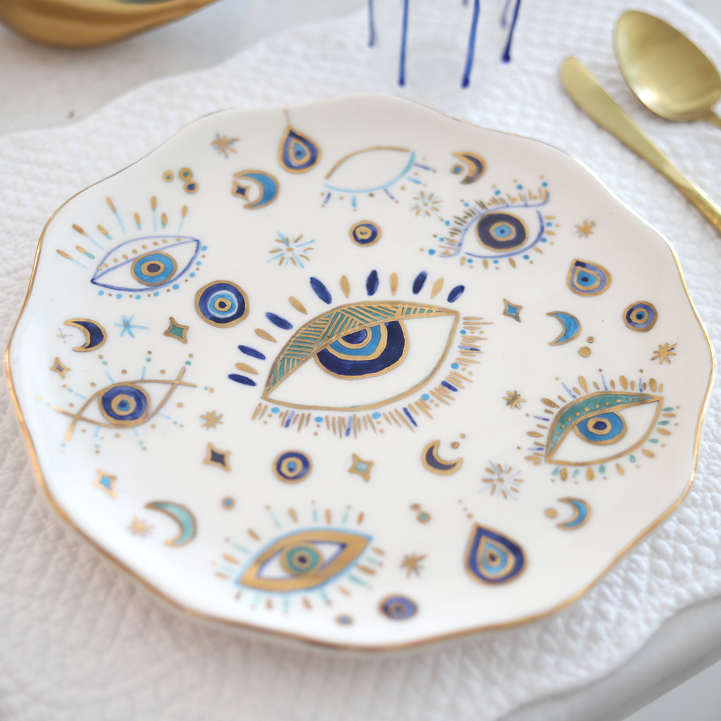Magical Eye Handpainted Medium Ceramic Plate