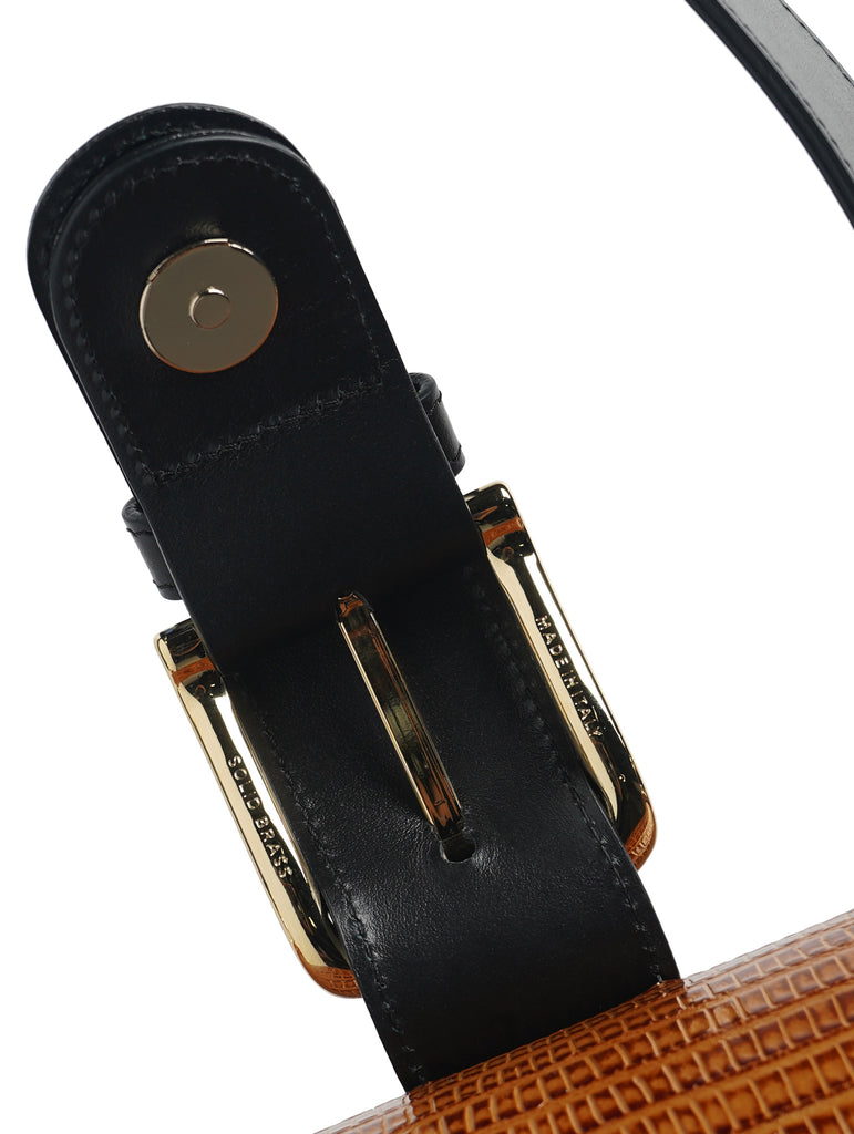 Caramel Lizard Embossed Bag