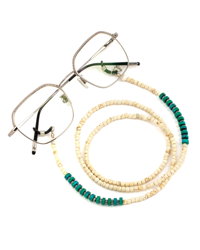 Howlite with Green Jasper Eyeglass Chain