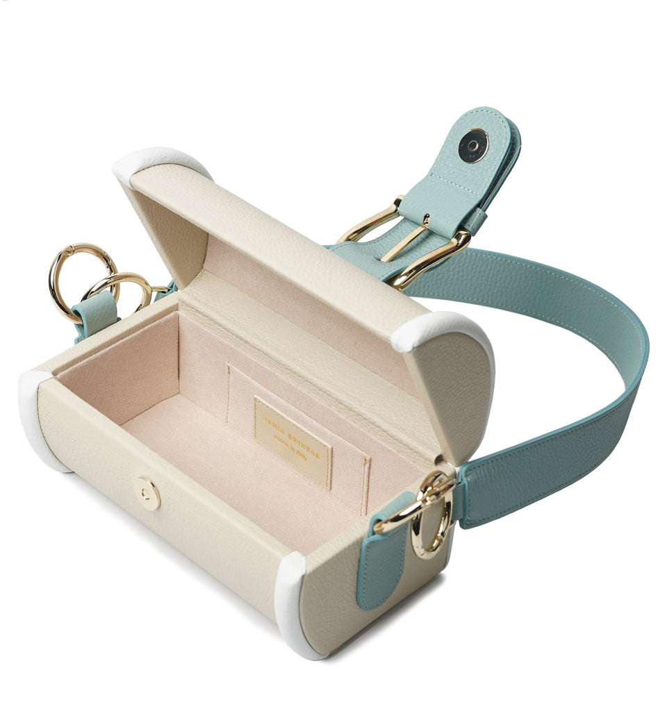 White & Aqua Lamb Bag
